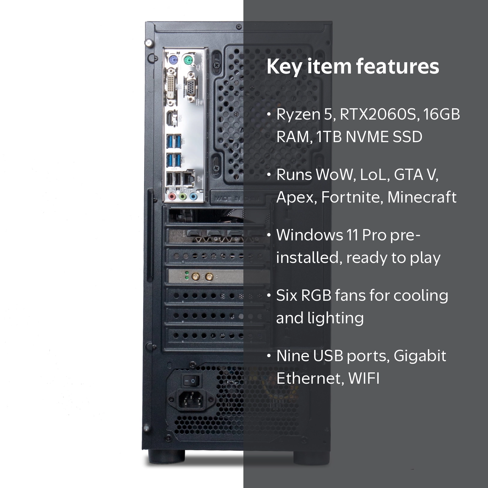 MXZ Gaming Desktop, AMD Ryzen 5 5500, RTX2060S, 16GB DDR4, 1TB