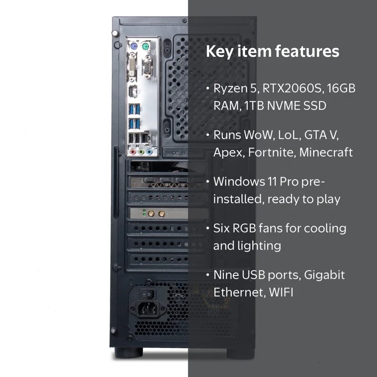 MXZ Gaming Desktop, AMD Ryzen 5 5500, RTX2060S, 16GB DDR4, 1TB