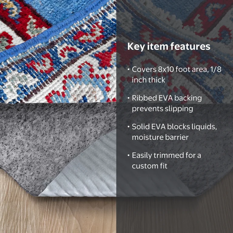 RUGPADUSA, Vinyl Lock Rug Pad, 8'x10', Non-slip, Safe for Vinyl