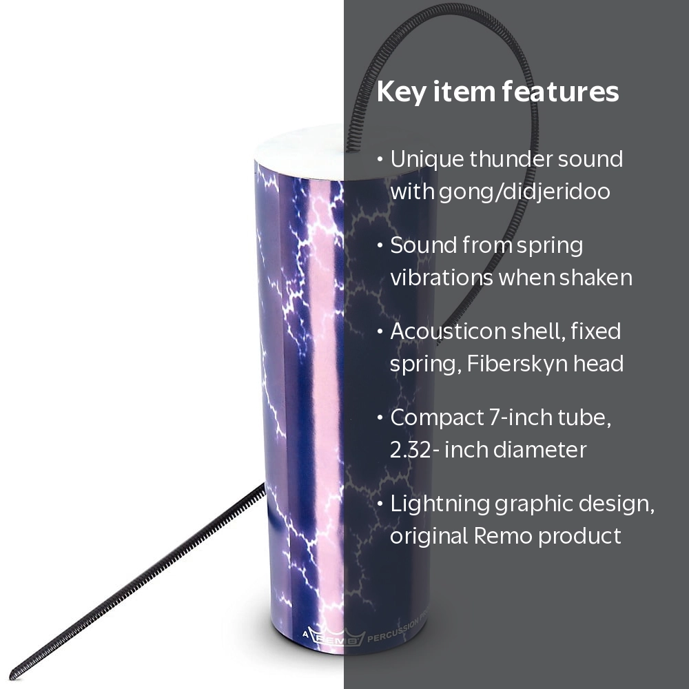 Remo Drum Heads, Thunder Tube, 7 inch x 2.25 inch Stormy Gray