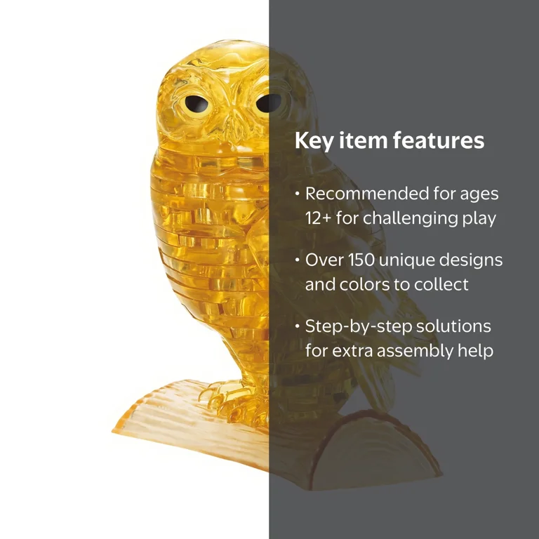 Owl Original 3D Crystal Puzzle from BePuzzled, Ages 12 and Up