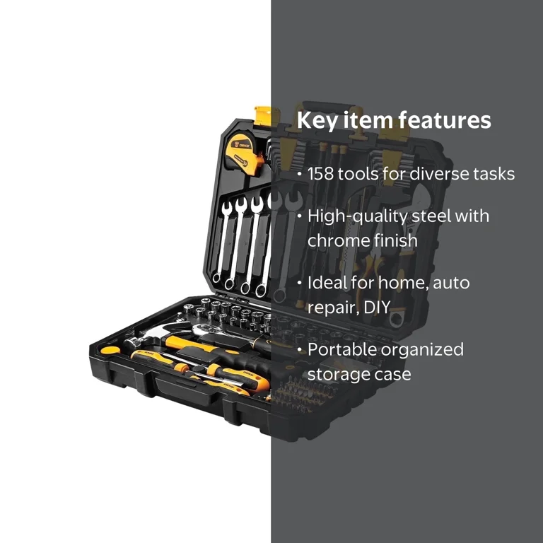 DEKOPRO, Tool Set, 158 pcs, Household Hand and Auto Repair Kit