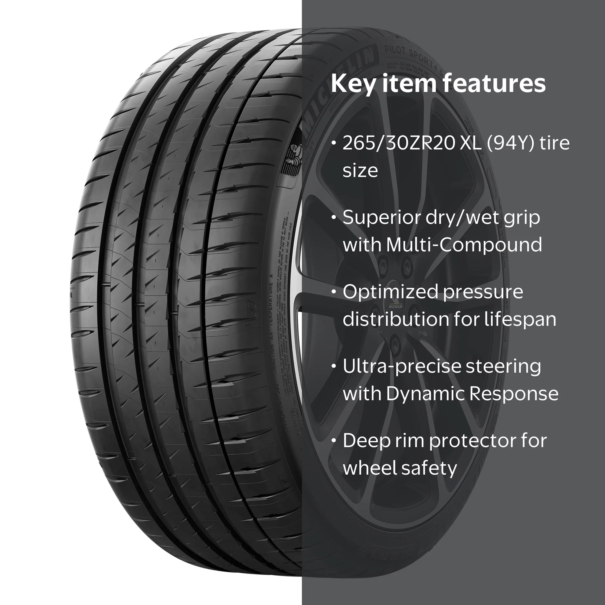 Michelin Pilot Sport 4 S, 265/30ZR20/XL (94Y), Summer Tire