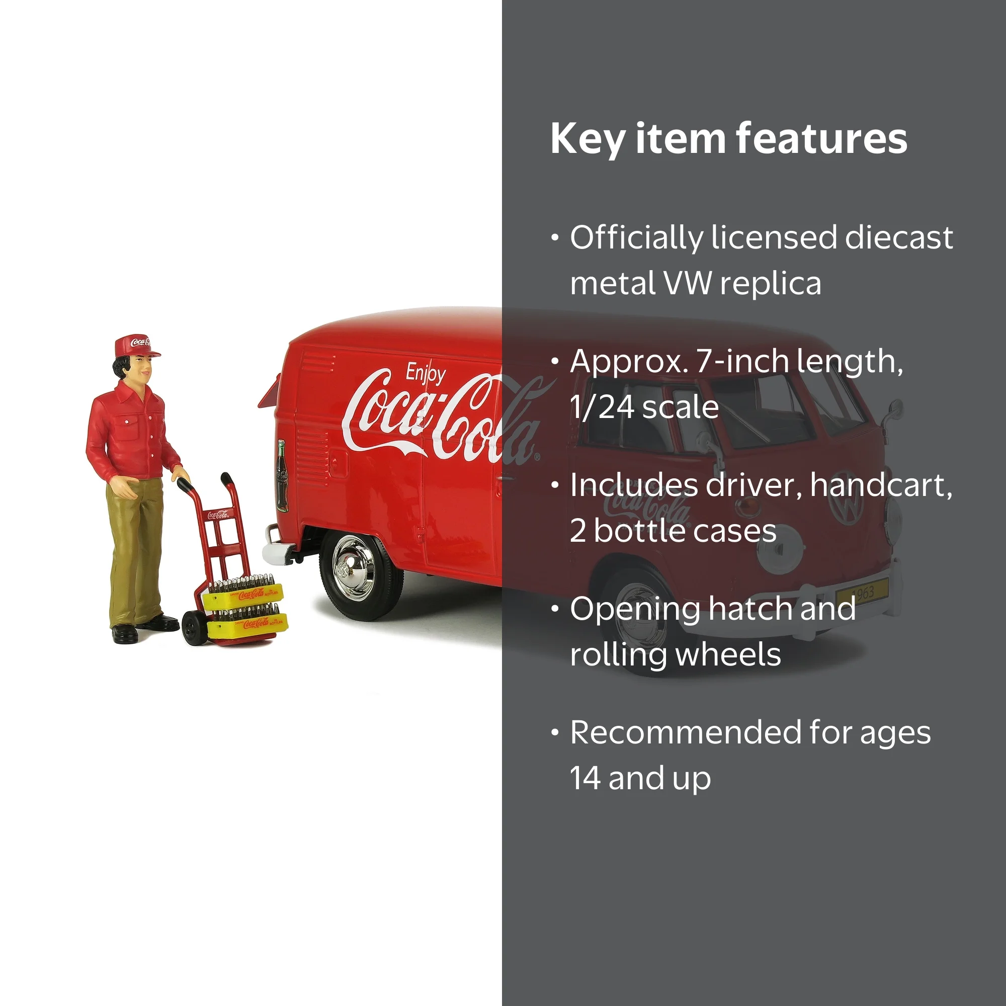 Coca-Cola 1/24 Scale 1963 Volkswagen T1 Diecast Cargo Van with New