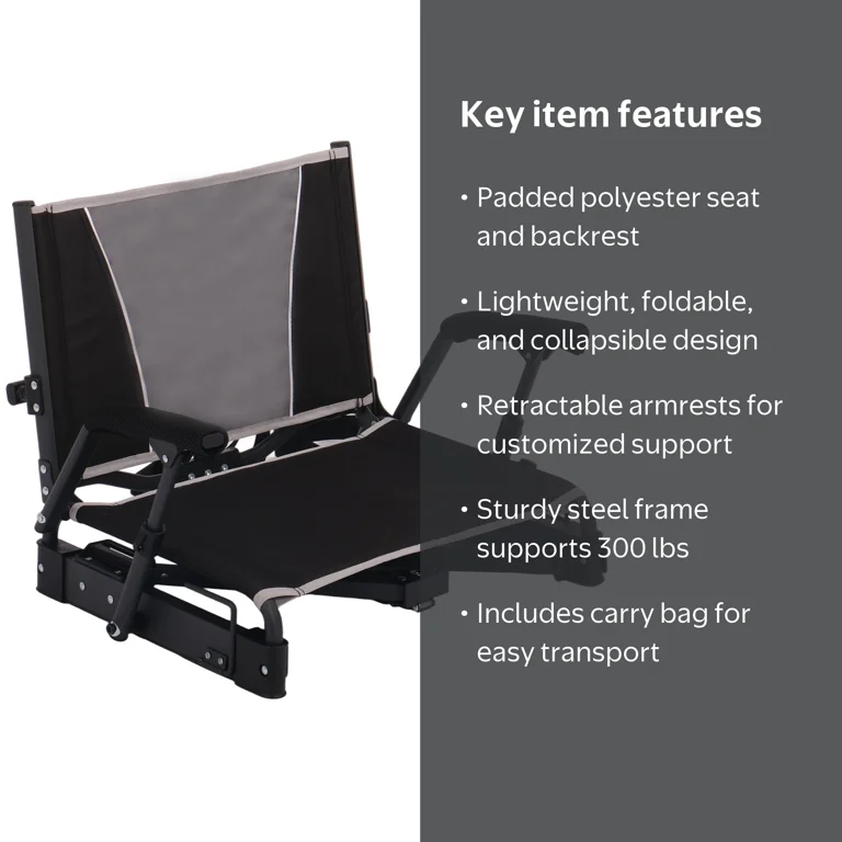 Ozark Trail Collapsible Hard-Arm Stadium Seat, Black - Walmart.com