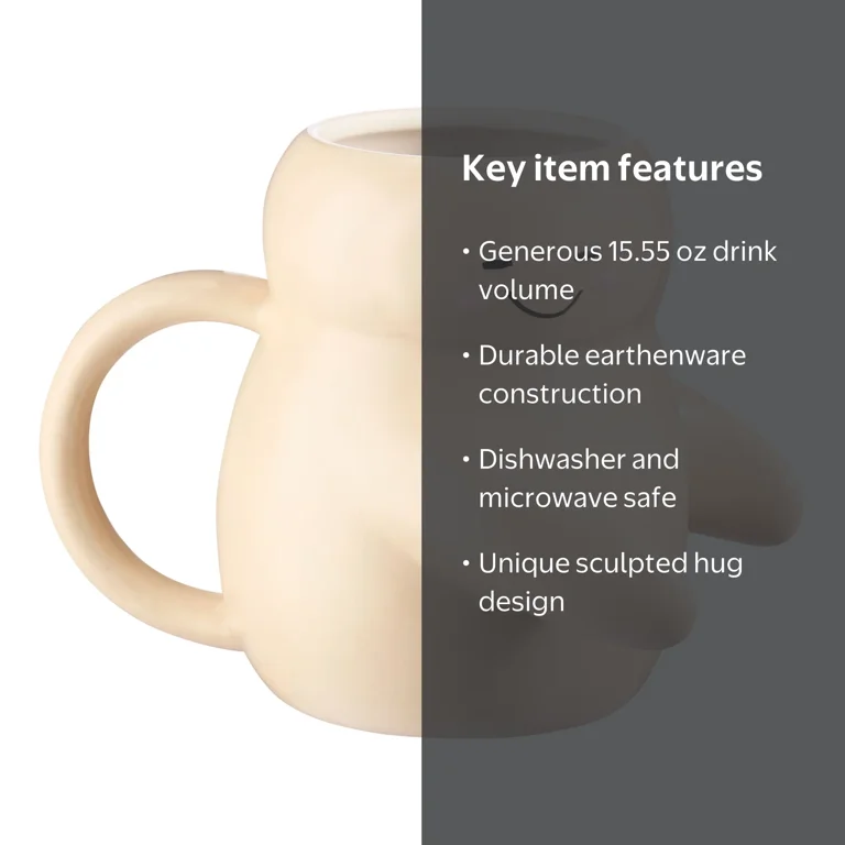 Mainstays 15.55 oz Cream Hug Sculpt Mug Dishwasher microwave safe