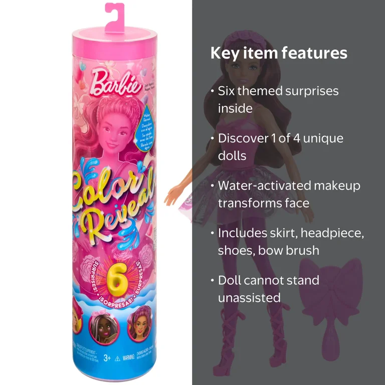 Barbie, Color Reveal Ballerina Series Doll + 6 Surprises, Styles