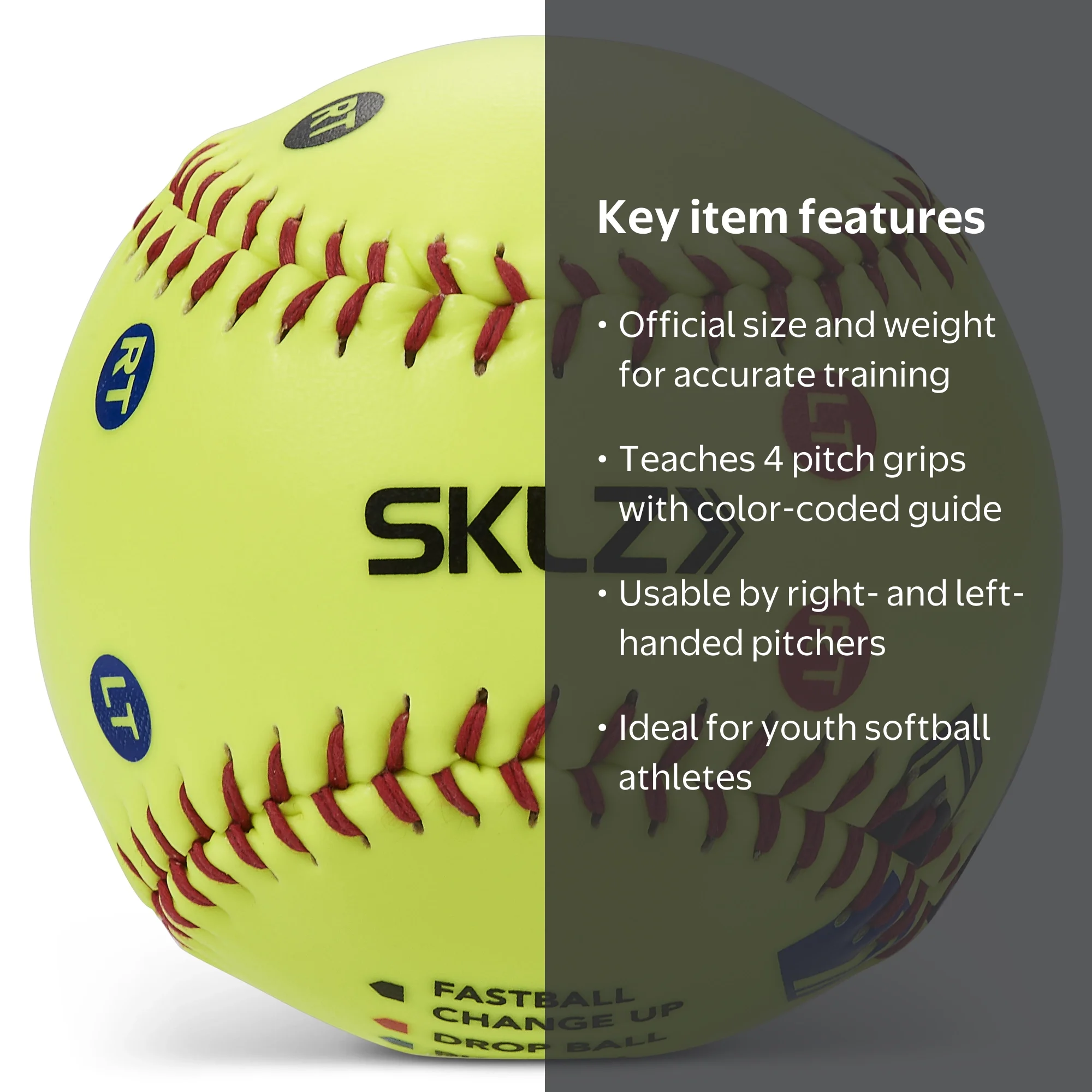 SKLZ Pitch Training Softball, Regulation Size, Color-Coded Finger