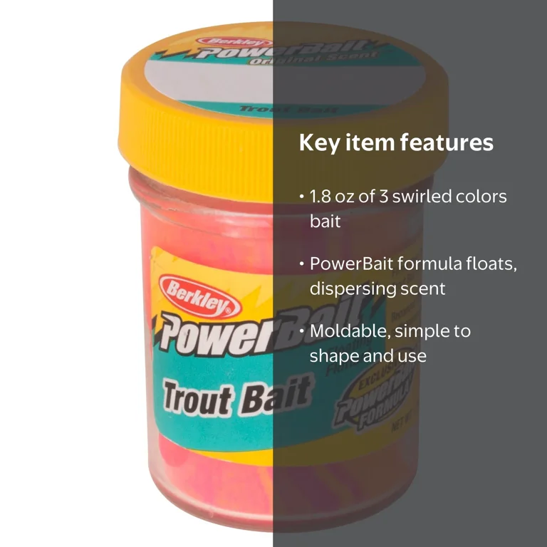 Berkley PowerBait Trout Fishing Dough Bait, Moldable, Floating