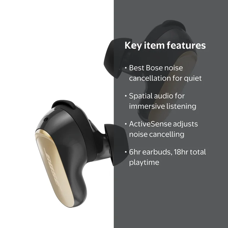 Bose QuietComfort Ultra Earbuds II, Desert Gold, Wireless Noise