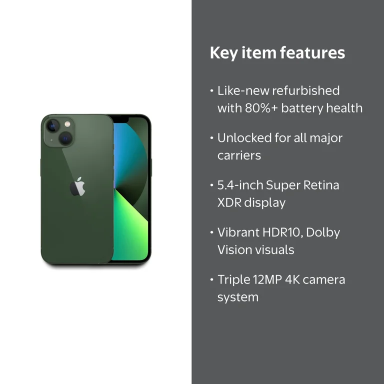 Restored Apple iPhone 13 mini - Carrier Unlocked - 128GB Green