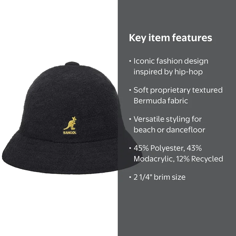 KANGOL ブラック ゴールド バケットハット M Kangol Bucket Bermuda Unisex Hat - Black/Gold - Walmart.com