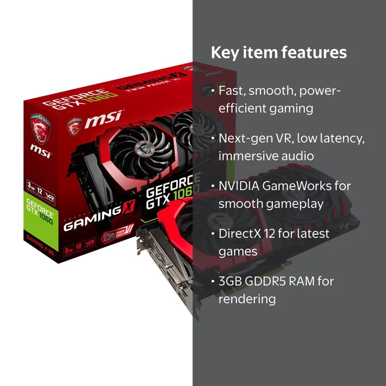 MSI NVIDIA GeForce GTX 1060 Graphic Card, 3 GB GDDR5 - Walmart.com