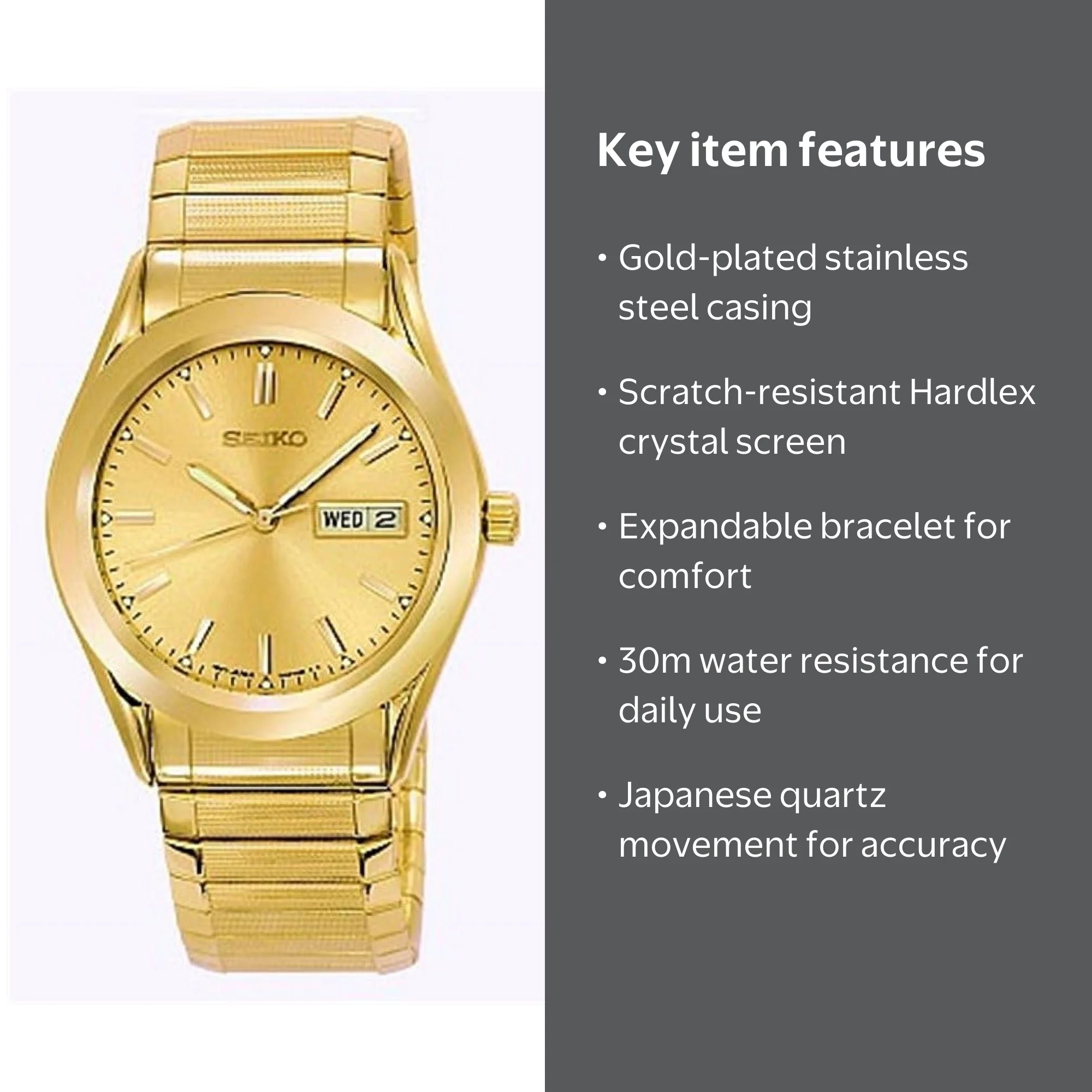 Seiko Men's Gold Plated Day Date Flex Band Watch SGFA02 - Walmart.com