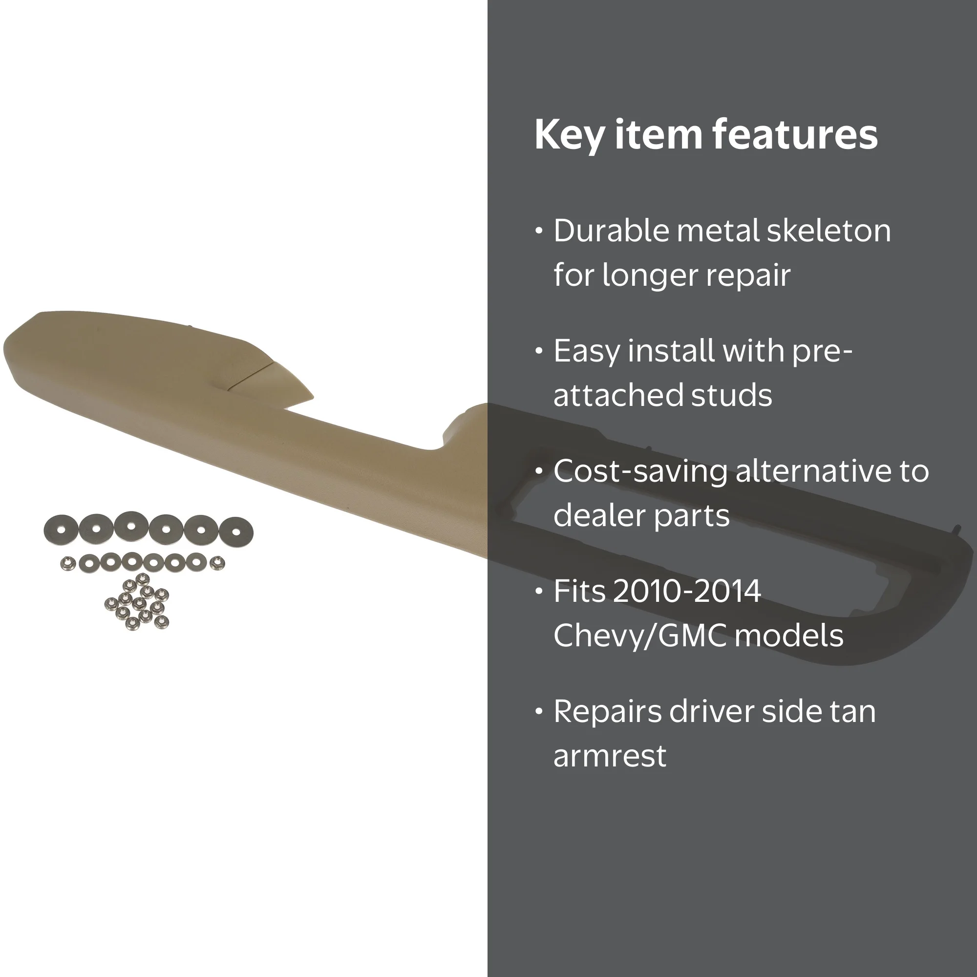 Dorman HELP, Front Driver Side Door Armrest Repair, 80995, Tan