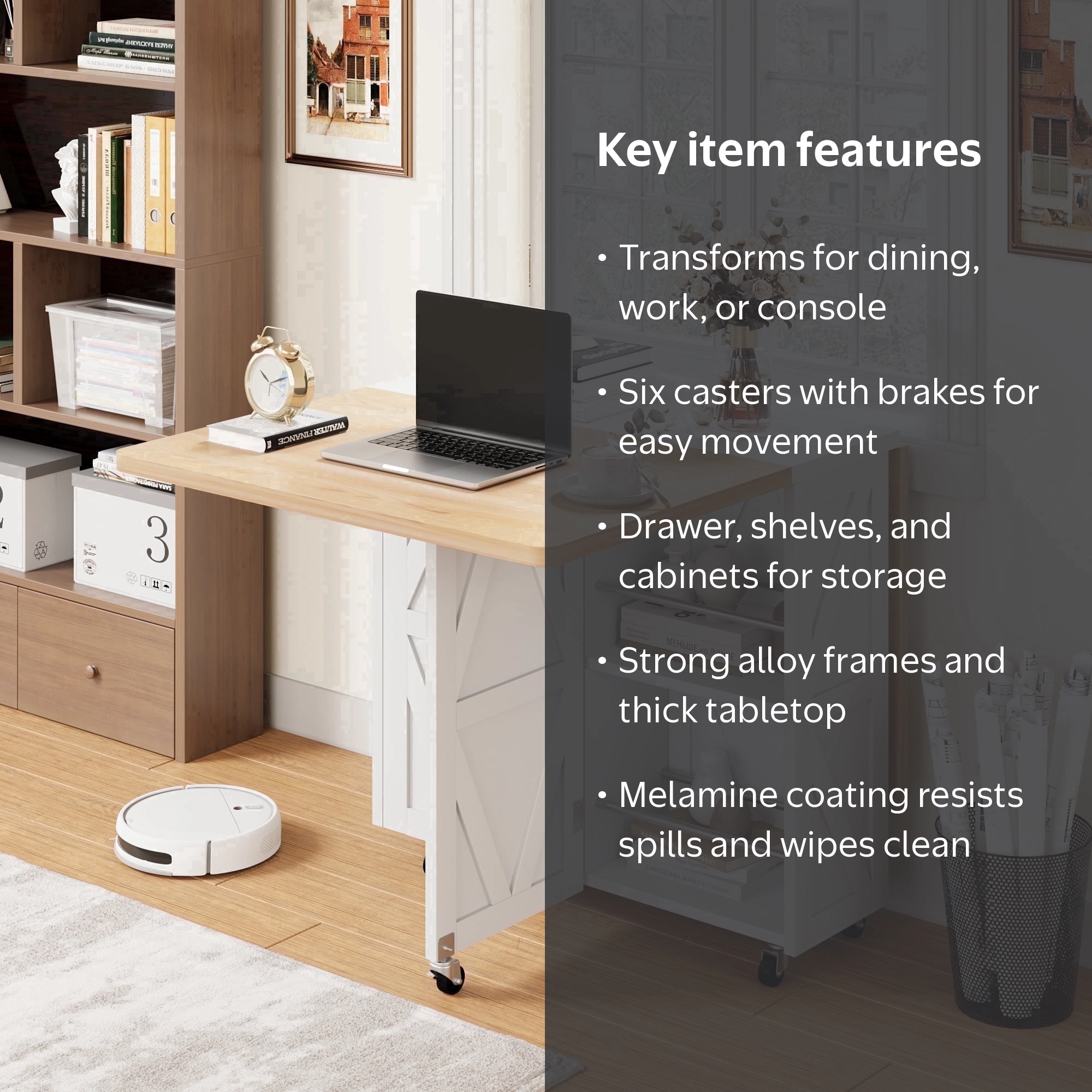 Hijob Space Saving Versatile Folding Kitchen Dining Table with