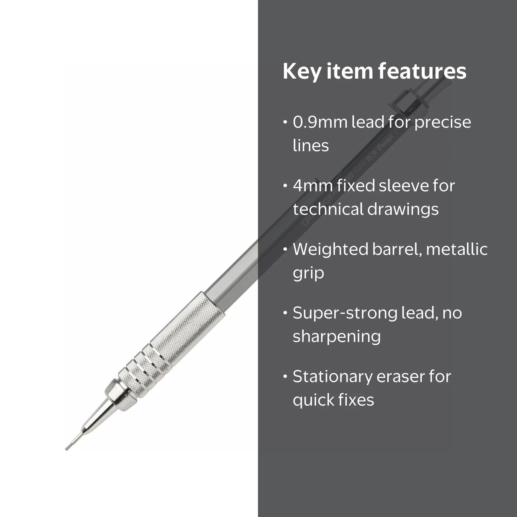 Pentel GraphGear 500 Mechanical Pencils with Z21 Refill Eraser