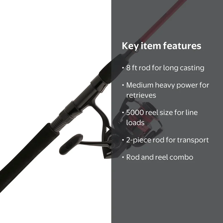 PENN Fierce IV Combo, 8' Medium Heavy Fishing Rod, 5000 Size Reel