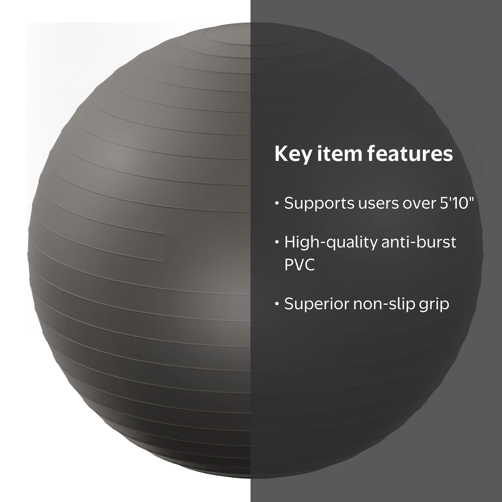 FlexWave 85cm Anti-Burst Yoga Ball with Textured Stripes, Exercise
