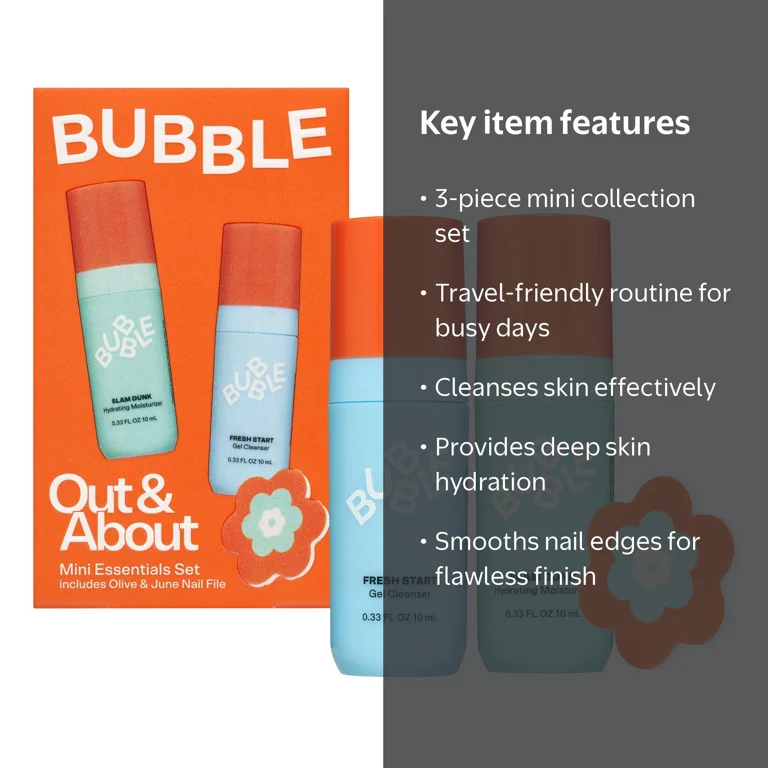 Bubble Skincare Out & About Mini Essentials 3-Piece Set, Includes
