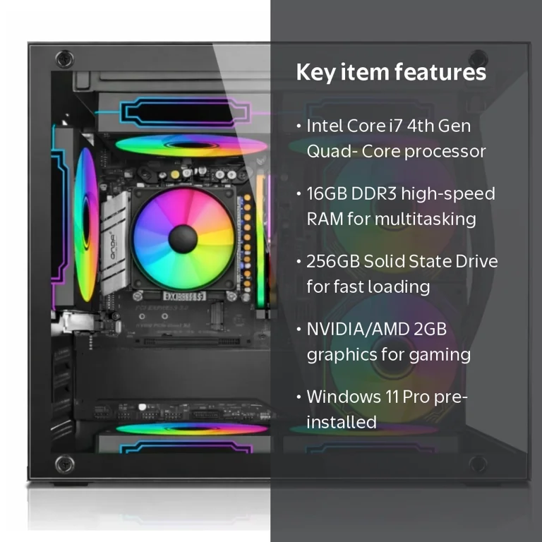 Windowsデスクトップ i7-8086K DDR4-16G NVMe256G win11 office Foxtec Desktop Computer, Intel Core i7, 16GB RAM, 256GB SSD, RGB