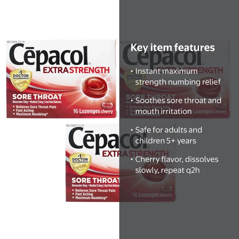 Cepacol Maximum Strength Throat Lozenges, Cherry Flavor, 16 ct