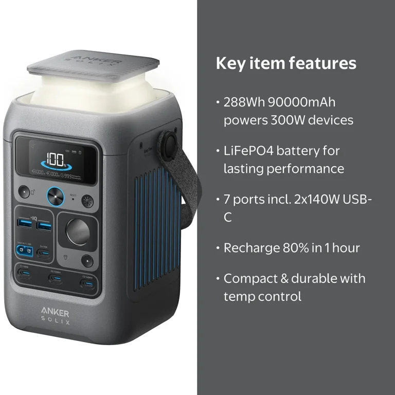 Anker SOLIX C300 DC Power Bank Station 288Wh 90000mAh 300W Solar