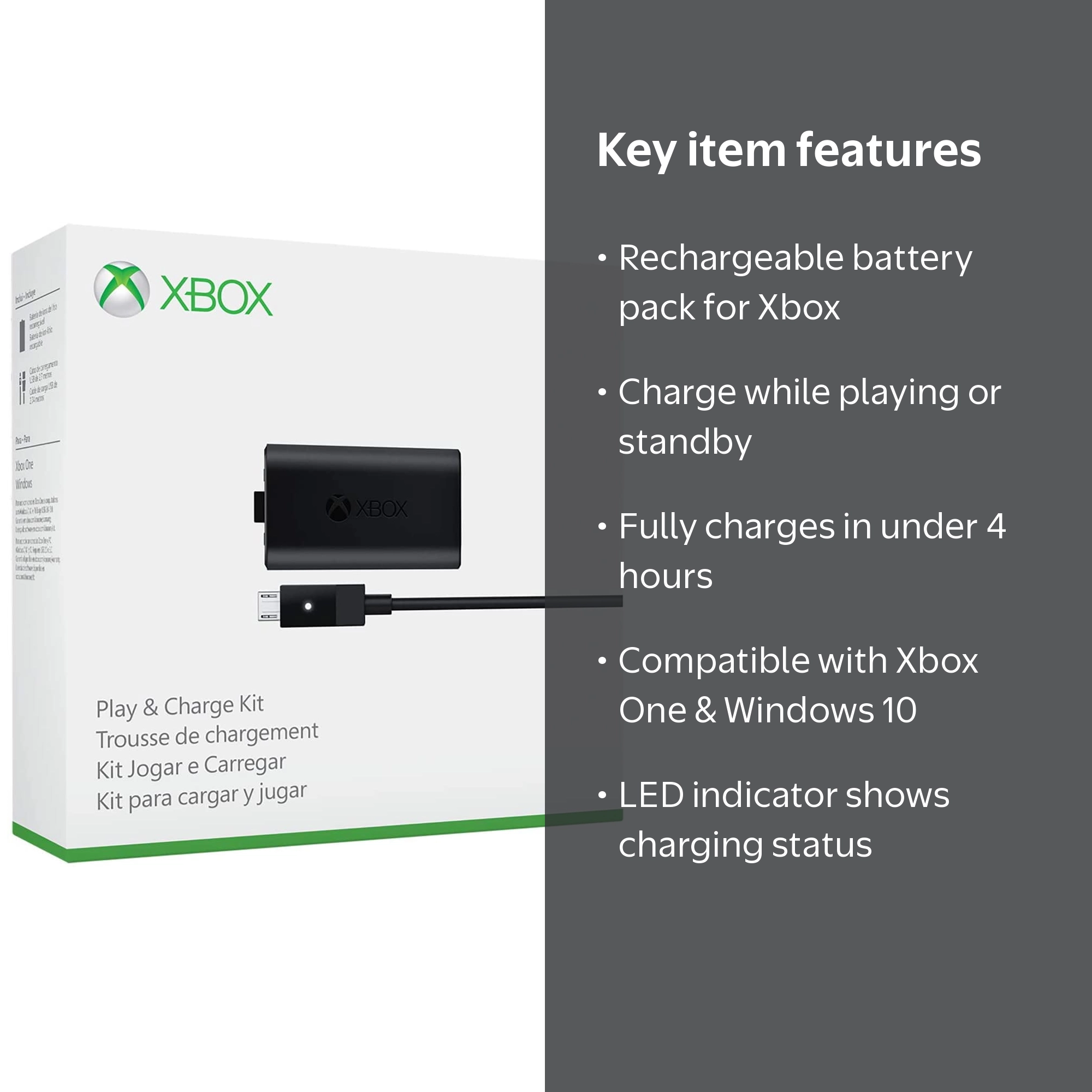 Xbox One   本体　+　チャージキット Xbox One Play and Charge Kit, Rechargeable Battery, Mini-USB Cable