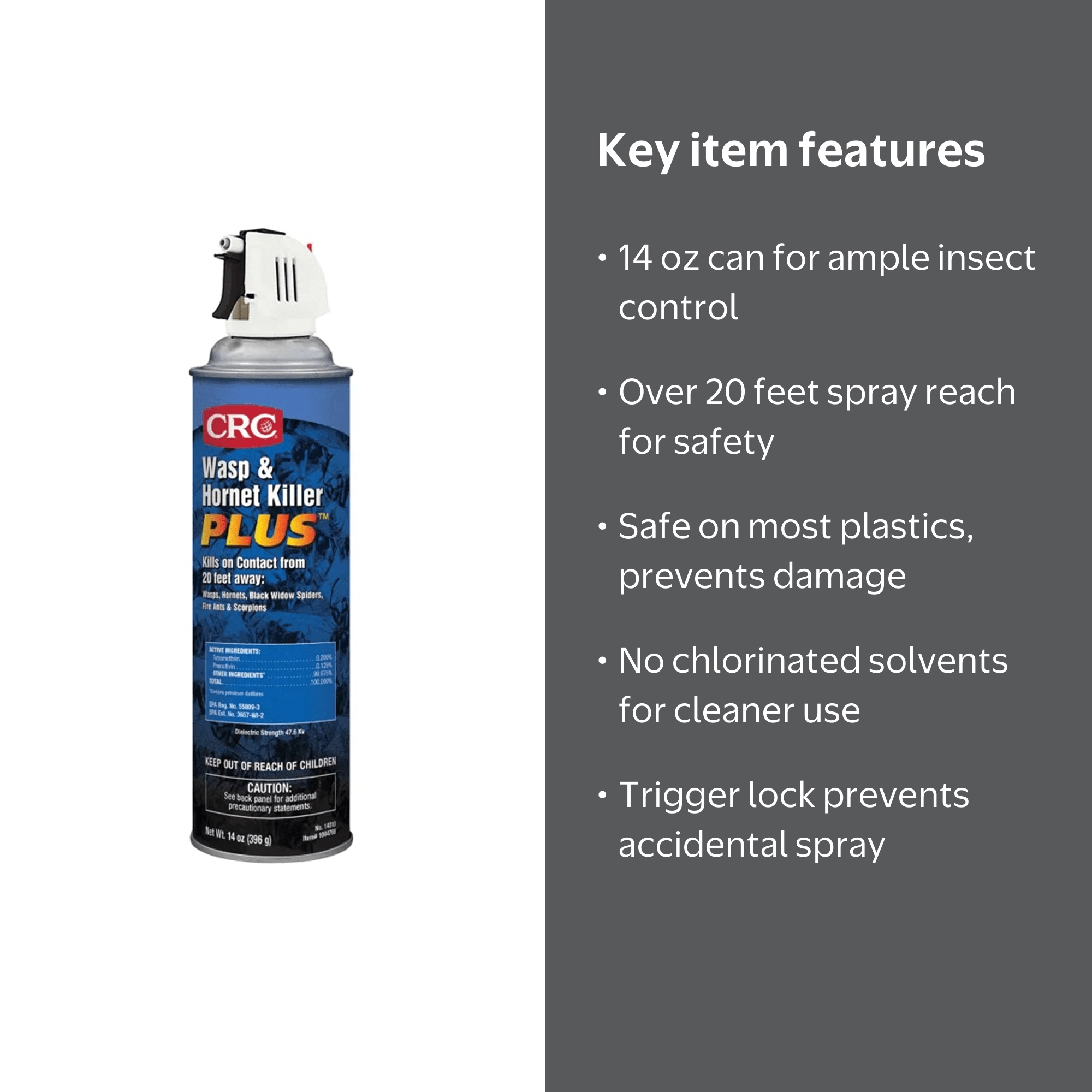 CRC Industries Wasp & Hornet Killer Plus Insecticide 14 OZ Dense