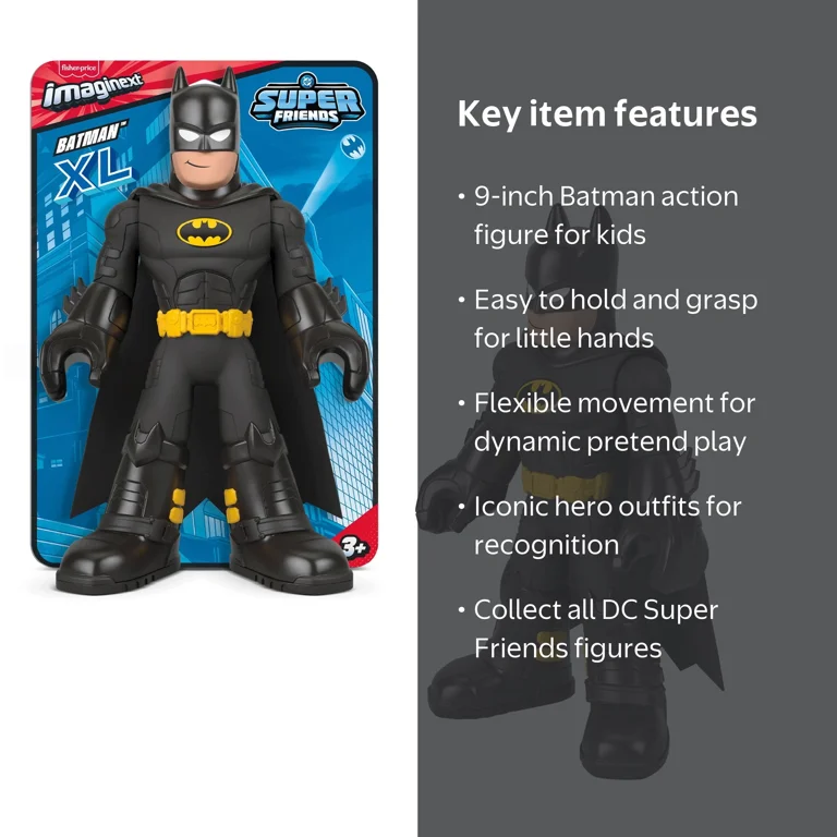Imaginext DC Super Friends XL 9-inch Batman Action Figure with Imaginext DC Super Friends XL 9-inch Batman Action Figure with
