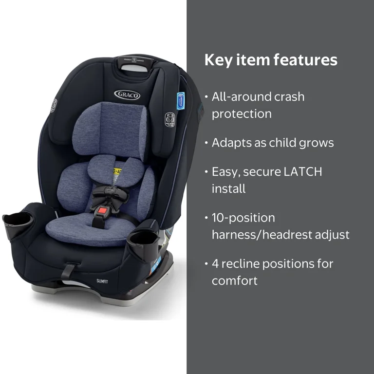 ❤️ 米国仕様)Gracoチャイルドシート SlimFit 3-in-1 Graco, SlimFit 3-in-1 Car Seat, Silas, Navy, Space-Saving Design