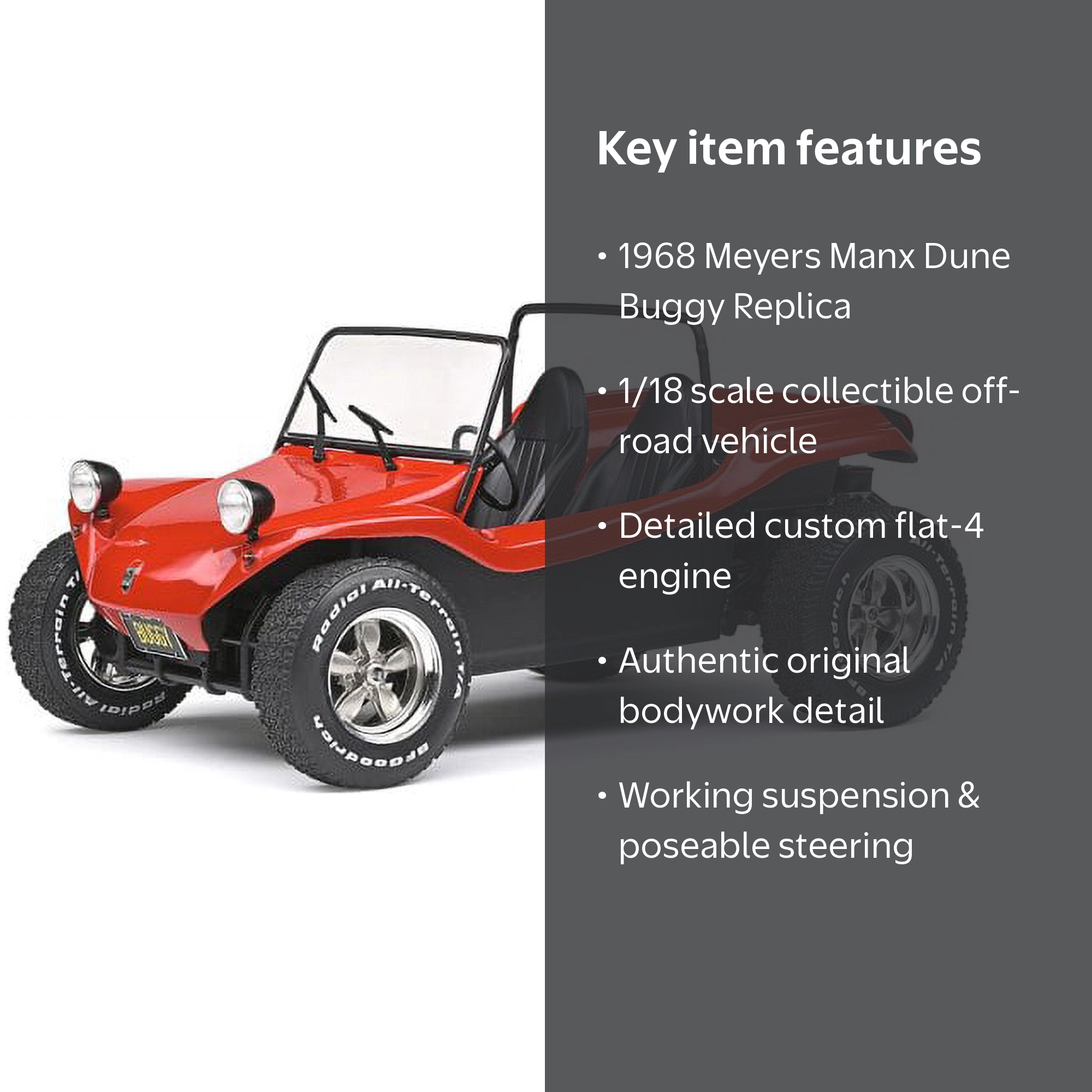 Meyers Manx メイヤーズ・マンクス1:18 Scale Model 1968 Meyers Manx Dune Buggy, Red - Solido S1802704 - 1/18 scale