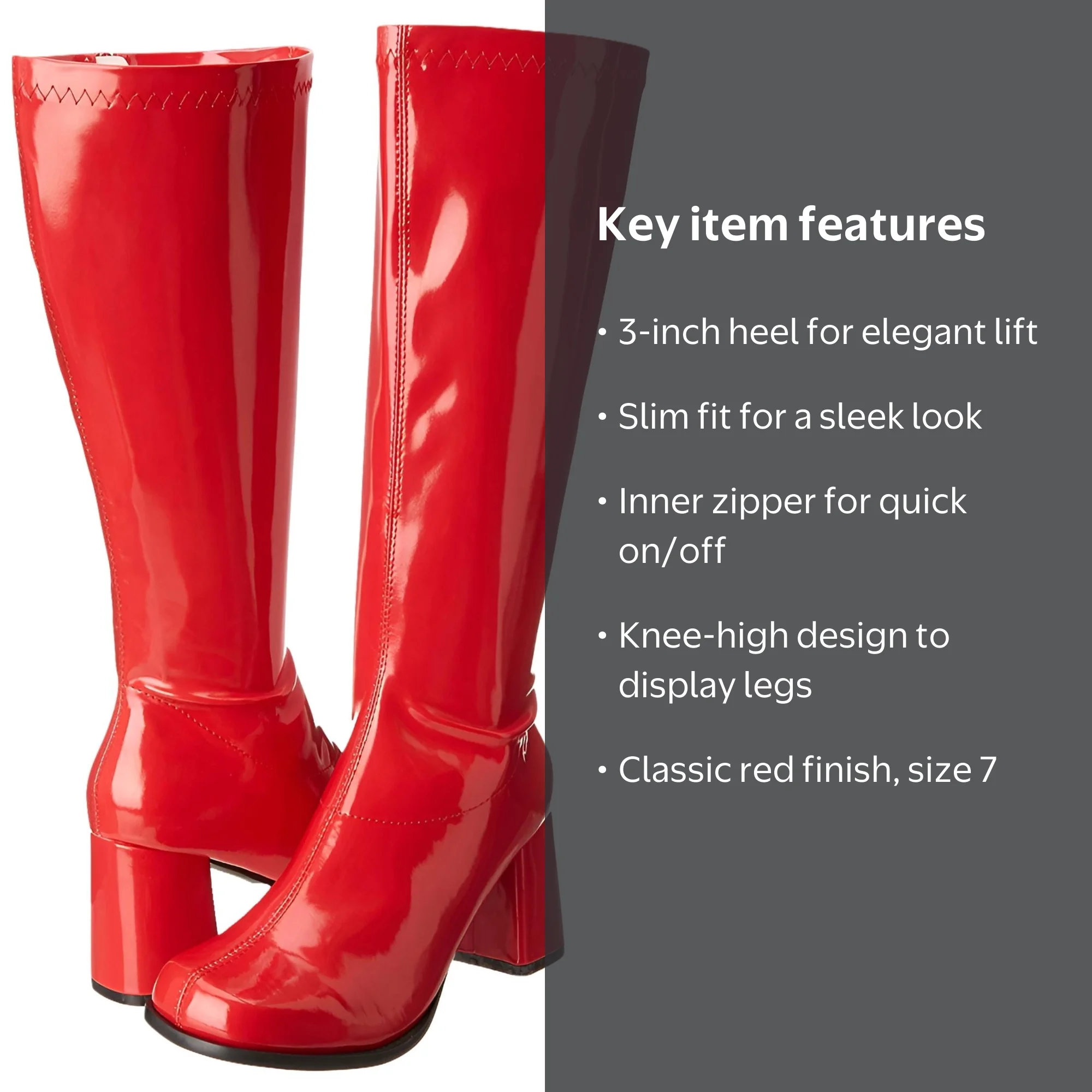 Ellie Shoes 149651 Gogo (Red) Adult Boots - 7 - Walmart.com