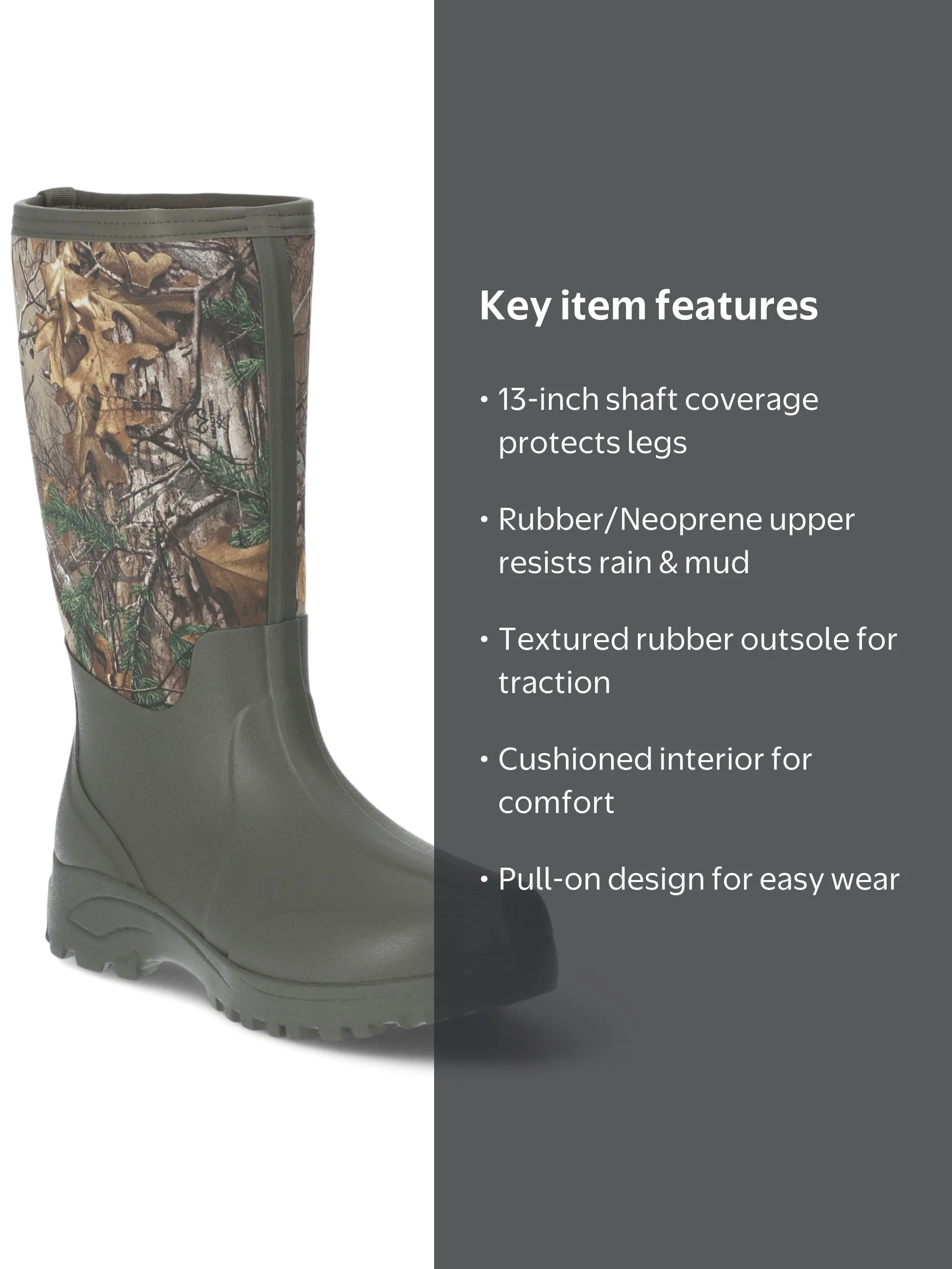 Ozark Trail Men’s Muk Waterproof Hunting Boots 13 inch Realtree Xtra Size 8, 12 Ozark Trail 13inch MUK Hunting Boots Realtree Camo  main image 3