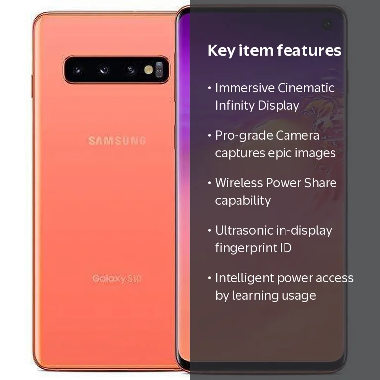 Restored SAMSUNG Galaxy S10 Factory Unlocked Phone with 128GB