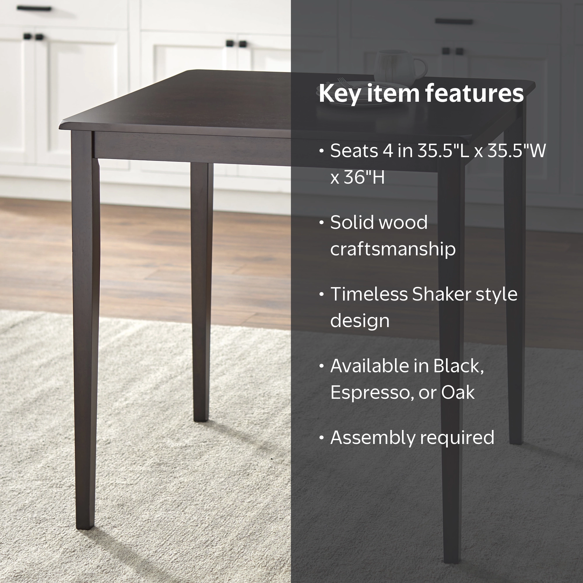 Free Shipping! TMS Belfast 36 Inch Square Wooden Bar-Height Dining