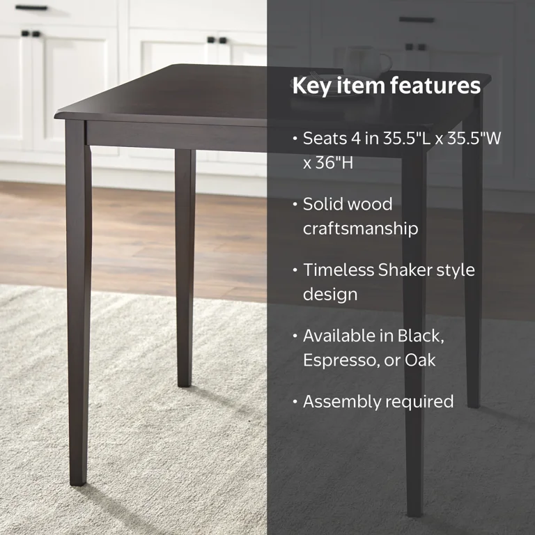 Free Shipping! TMS Belfast 36 Inch Square Wooden Bar-Height Dining