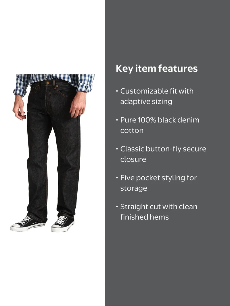 Levi's Men's 501 Black Original Fit Shrink-to-Fit Jeans - Unwashed