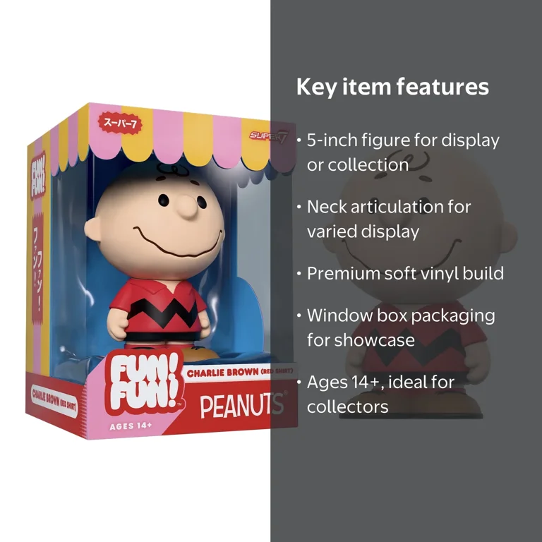 Super7 - Peanuts - FUN! FUN! - Charlie Brown (Red Shirt) - Walmart.com