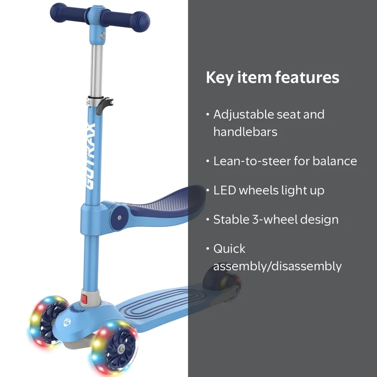 GOTRAX BoblooPro 3-Wheel Light-Up Kick Scooter For Kids Ages 3-8