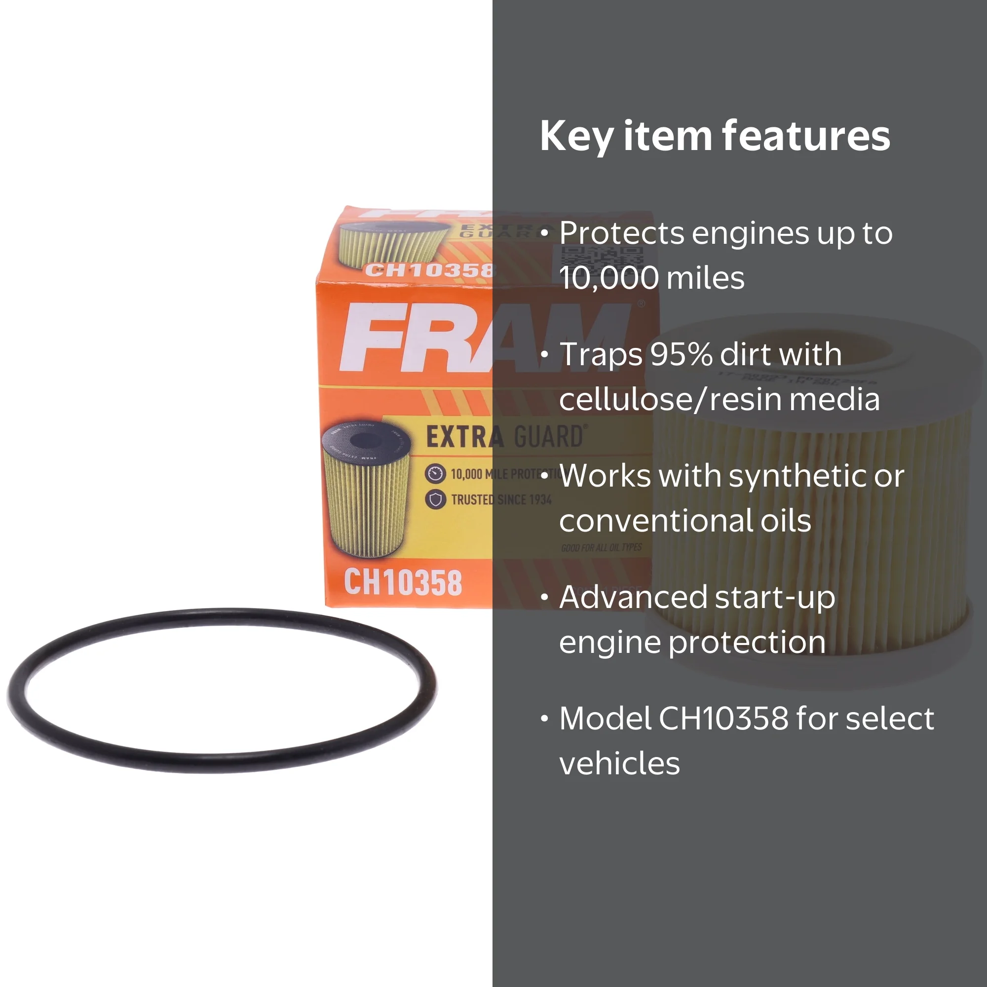 FRAM, Oil Filter, CH10358, 4.33 inch size, Orange material
