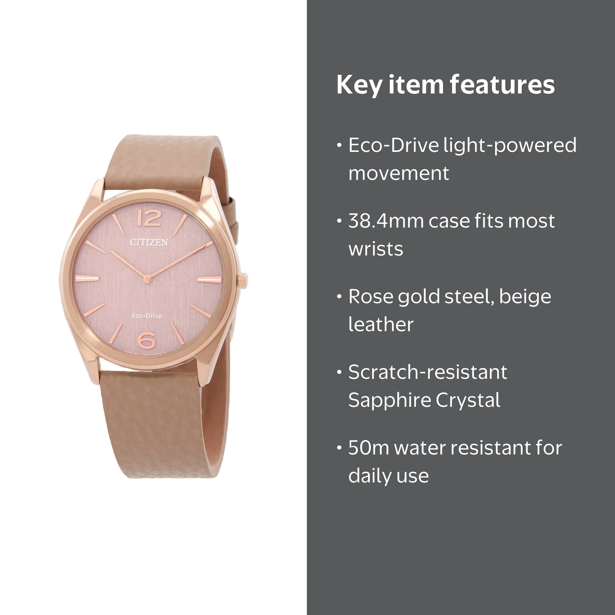 Citizen Suratto Eco-Drive Pink Dial Unisex Watch AR3123-00X