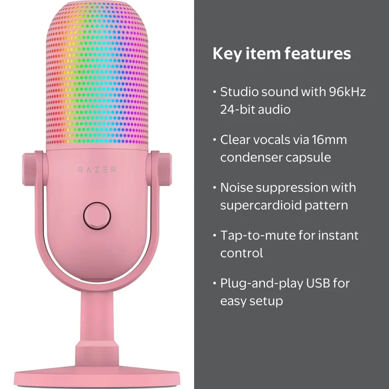Free Shipping! Razer Seiren V3 Chroma RGB USB Microphone with Tap