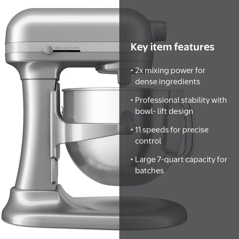 KitchenAid, Stand Mixer, 7 Quart, Bowl-Lift, Contour Silver