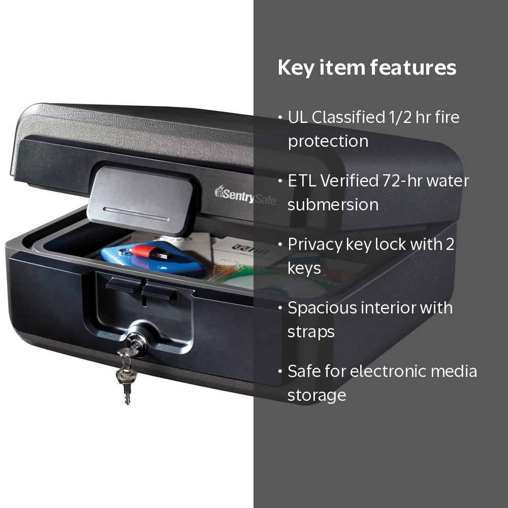 SentrySafe ポータブル防火金庫 HD2100 SentrySafe HD2100 Fire-Resistant Box Safe, Waterproof, Key Lock