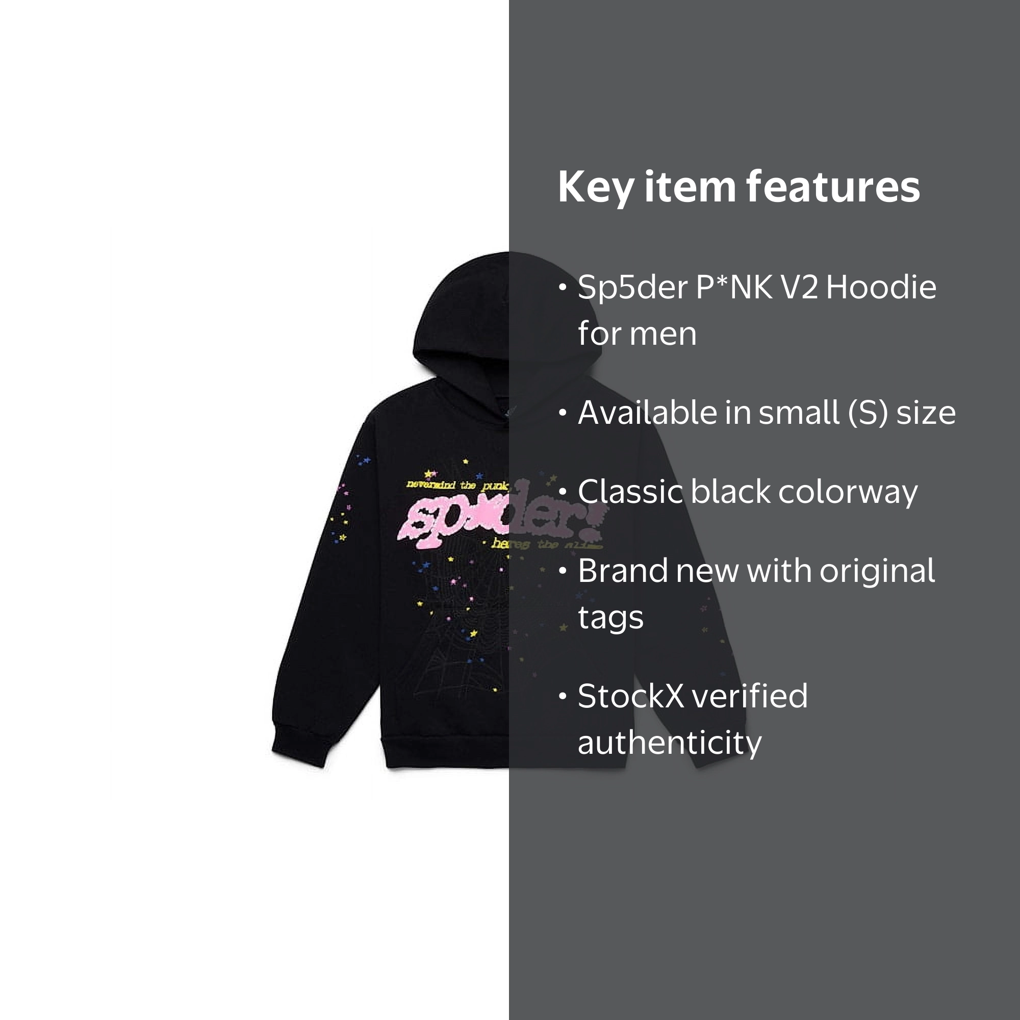 Sp5der Men's P*NK V2 Hoodie Black, from StockX - Walmart.com