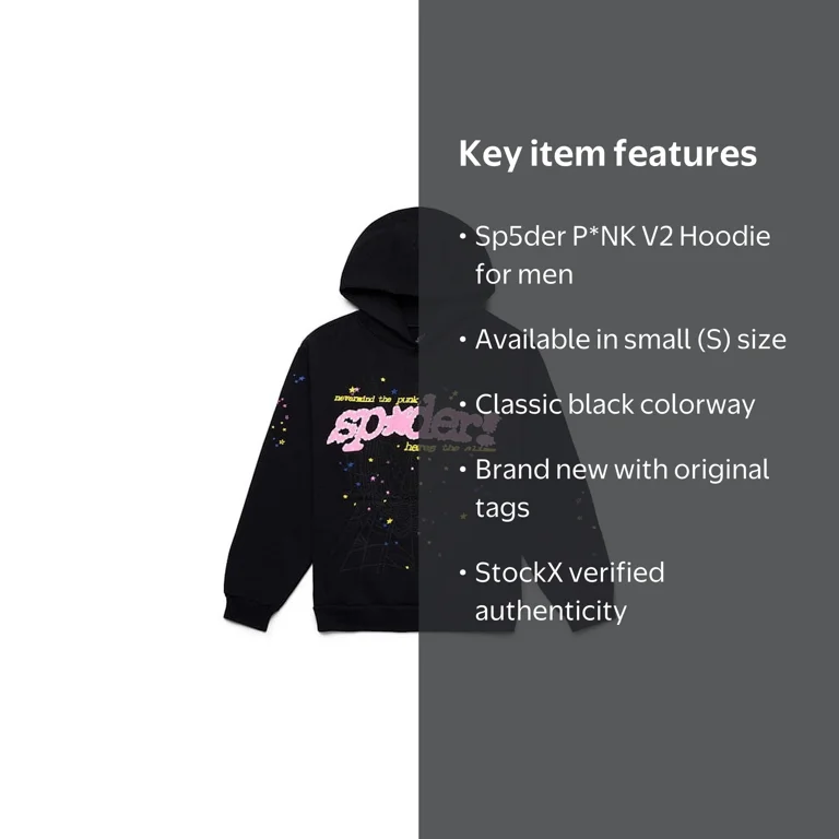 Sp5der Men's P*NK V2 Hoodie Black, from StockX - Walmart.com