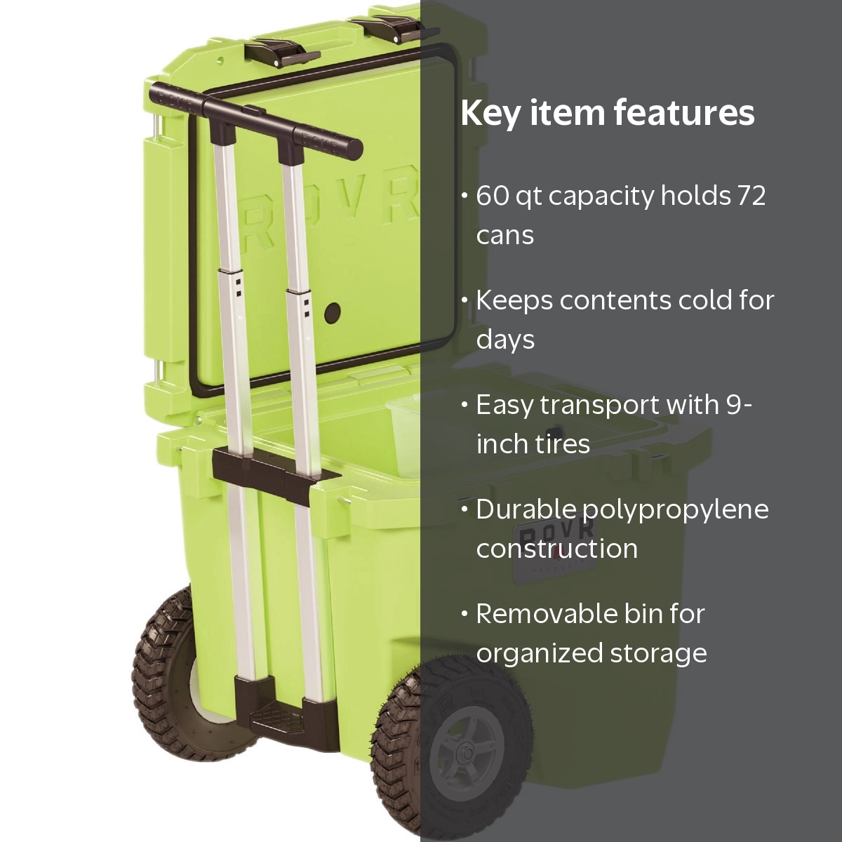 RovR RollR 45 Quart Wheeled Hard Cooler With Telescopic Handle