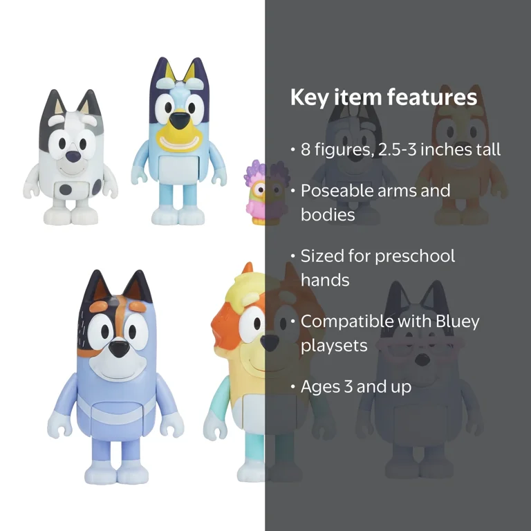 Anypay Bluey Bingo 12 figurines Tous les personnages de la série an