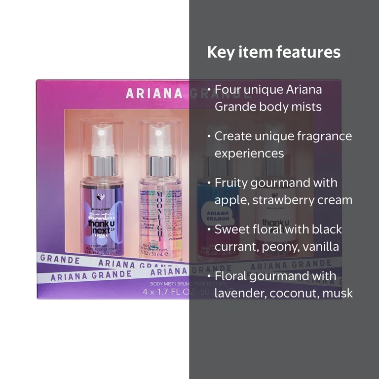 Ariana Grande Body Spray Coffret 4PC Set 1.7 OZ Thank U Next 2.0